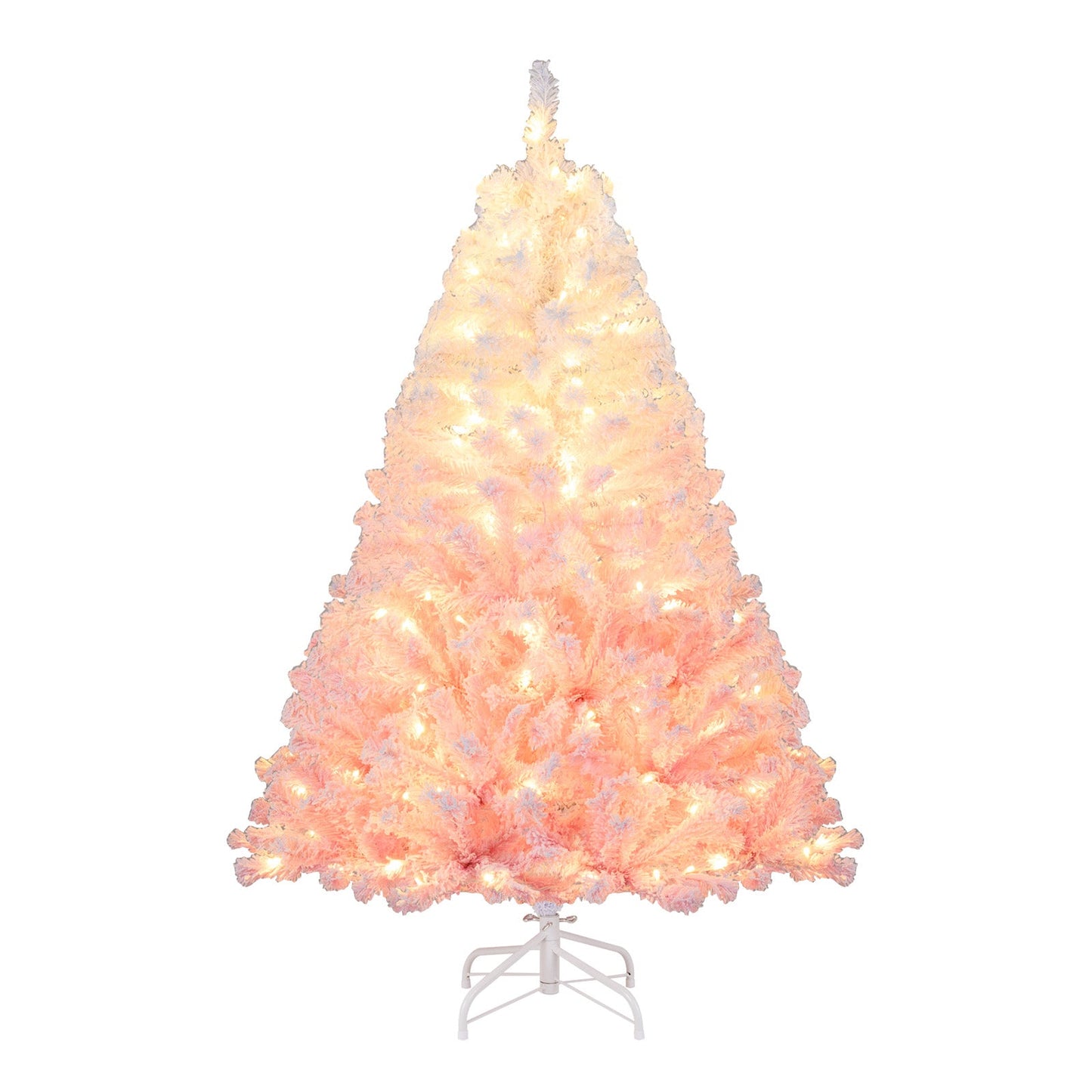 5/6/7/8 FT Artificial Christmas Tree with Warm White LED Lights and 8 Modes for Holiday