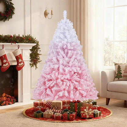 5/6/7/8 FT Artificial Christmas Tree with Warm White LED Lights and 8 Modes for Holiday