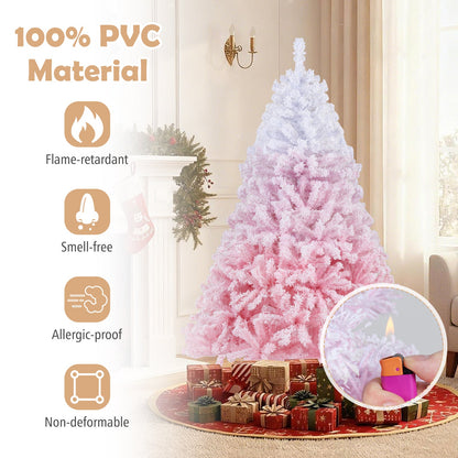 5/6/7/8 FT Artificial Christmas Tree with Warm White LED Lights and 8 Modes for Holiday