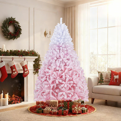 5/6/7/8 FT Artificial Christmas Tree with Warm White LED Lights and 8 Modes for Holiday