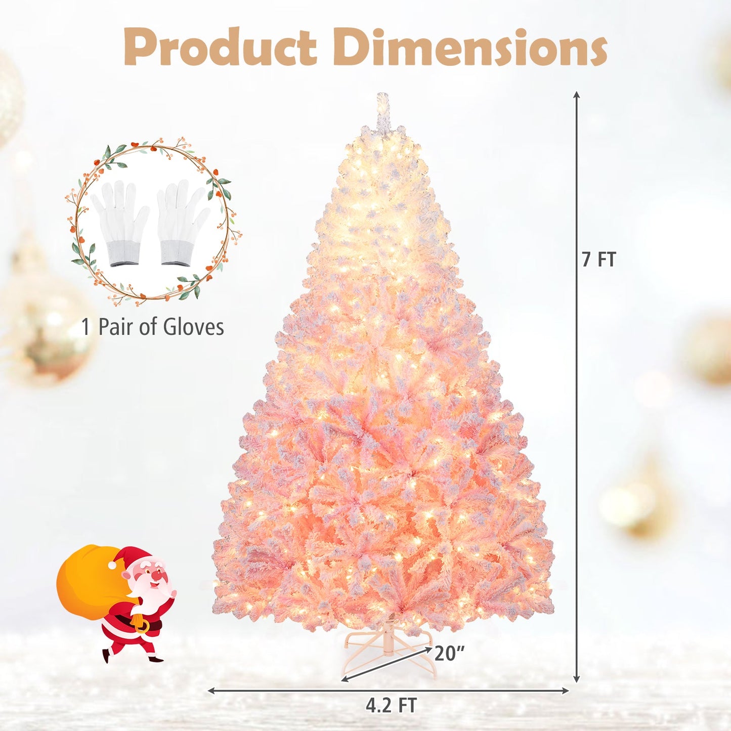 5/6/7/8 FT Artificial Christmas Tree with Warm White LED Lights and 8 Modes for Holiday