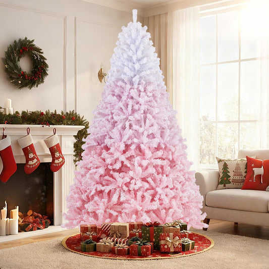 5/6/7/8 FT Artificial Christmas Tree with Warm White LED Lights and 8 Modes for Holiday