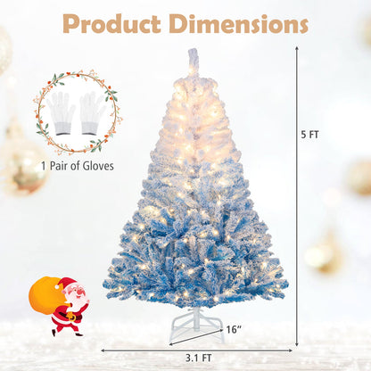 5/6/7/8 FT Artificial Christmas Tree with Warm White LED Lights and 8 Modes