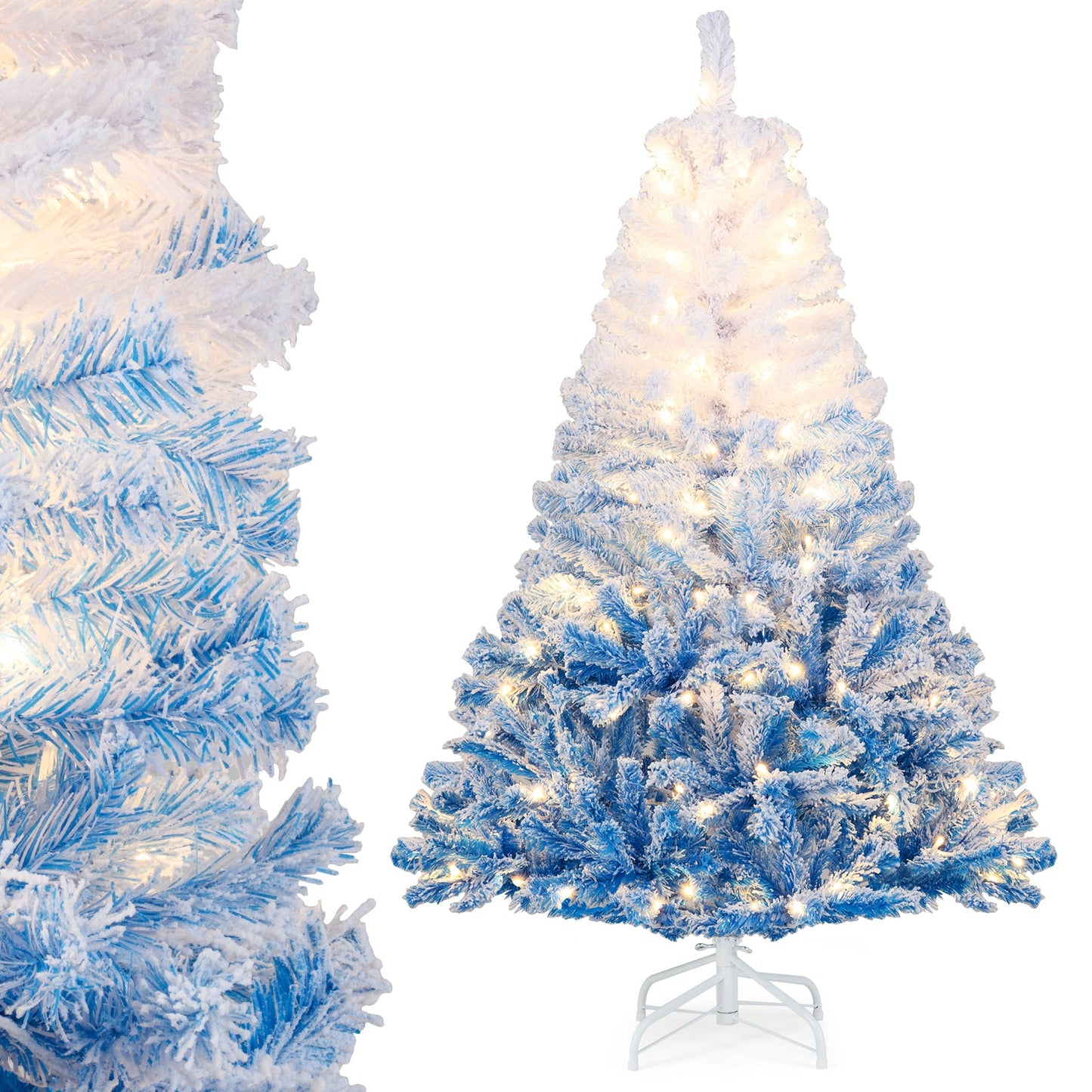 5/6/7/8 FT Artificial Christmas Tree with Warm White LED Lights and 8 Modes