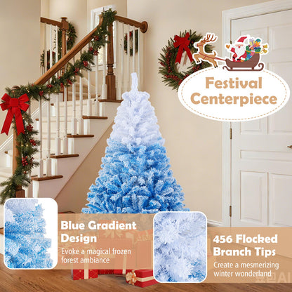5/6/7/8 FT Artificial Christmas Tree with Warm White LED Lights and 8 Modes