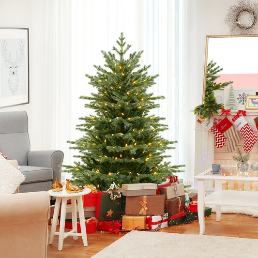 5/6/7 Feet Artificial Christmas Tree with 1426/2116/3156 Lush PVC and 200/300/400 Warm White LED Lights