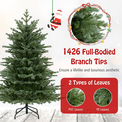5/6/7 Feet Artificial Christmas Tree with 1426/2116/3156 Lush PVC and 200/300/400 Warm White LED Lights