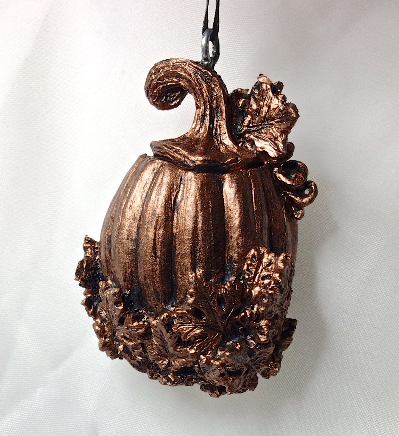 Jack O' Lantern Ornament, Hand Painted Resin Sculpture | Gothic Halloween Pumpkin Figurine | Dark Witchy Art for Spooky Holiday Decor