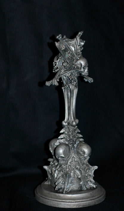 Requiem Monstrance Candlestick Holder, Hand Sculpted Resin | Spooky Gothic Skull and Bones Candle Holder for Halloween Gift and Gothic Decor