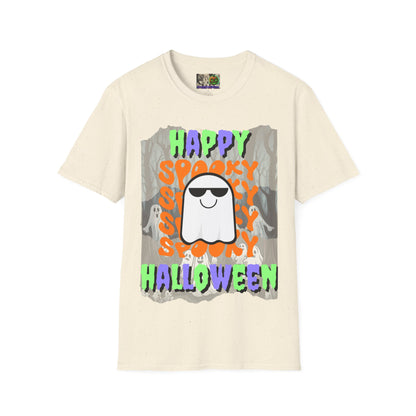 Spooky Happy Halloween Ghost Light colors Mixed font Unisex T-Shirt by CreepyCrafts.boo
