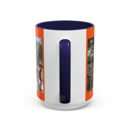 2-sided, Scabby Road Orange Accent Mug by CreepyCrafts.boo