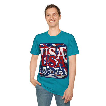 RED White and Blue USA Patriot DKcolors Unisex T-Shirt by cypherpunkgear