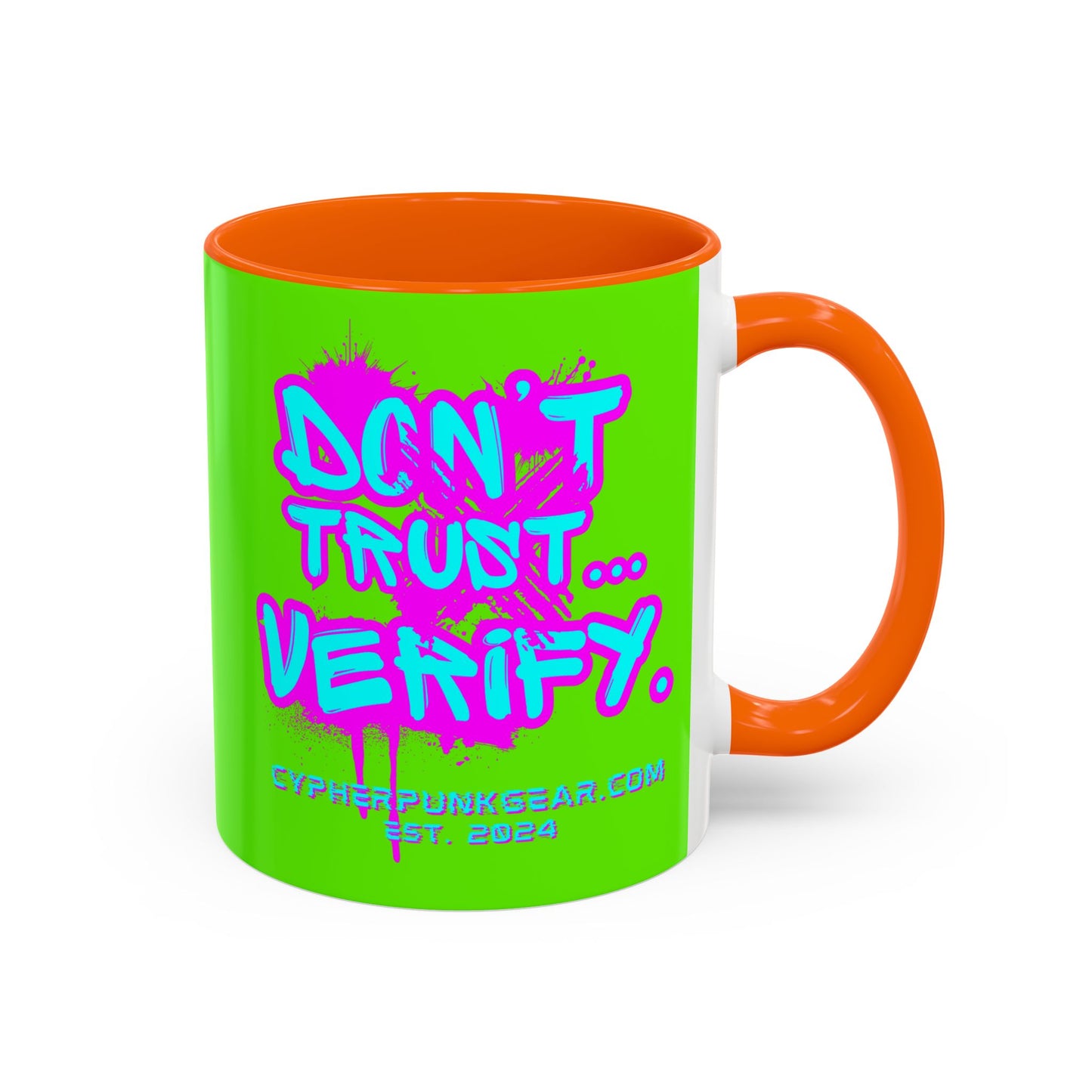 Don't Trust...Verify. Green Accent Mug by cypherpunkgear.com
