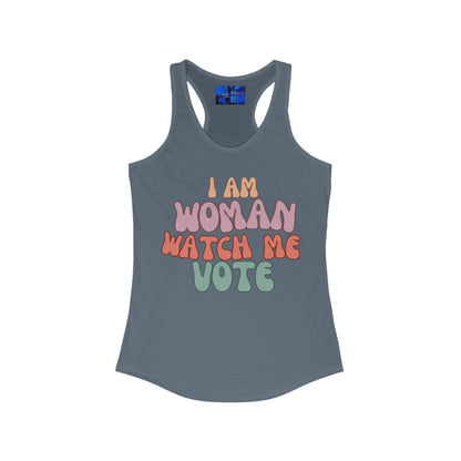 2-sided I Am Woman Watch Me Vote Women's Racerback Tank Top by cypherpunkgear