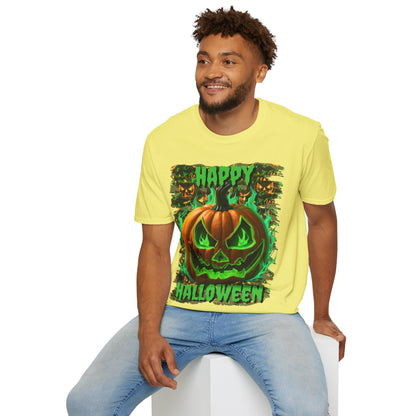 Happy Halloween Green Jack Light colors Unisex T-Shirt by CreepyCrafts.boo