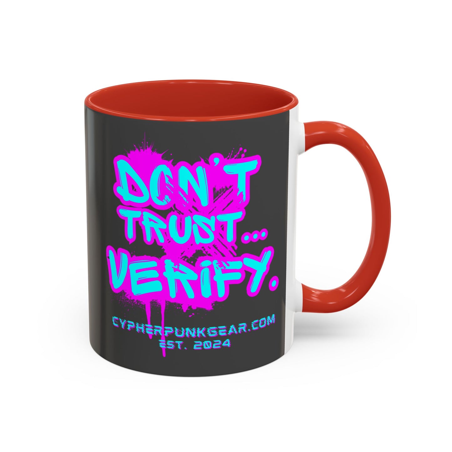 Don't Trust...Verify. Grey Accent Mug by cypherpunkgear.com