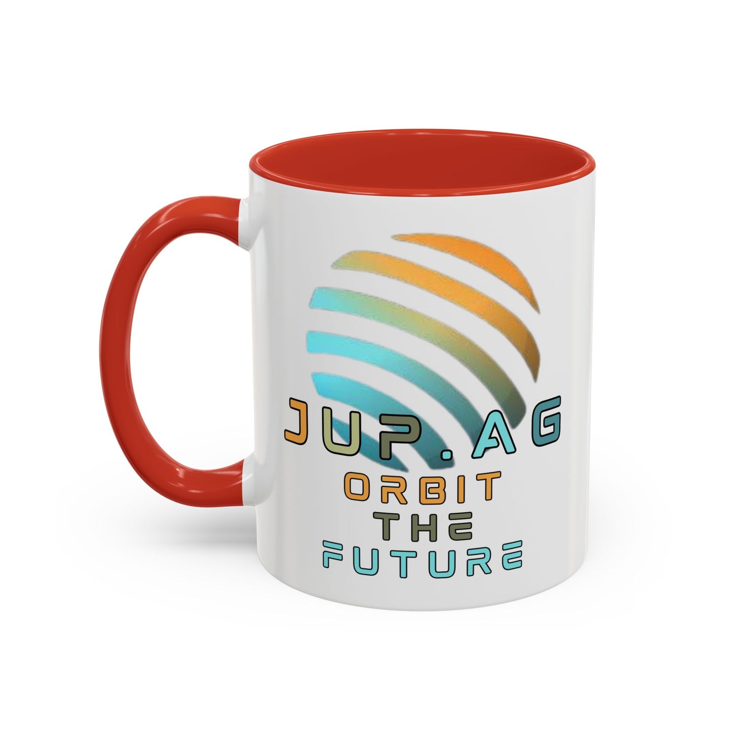 Jupiter (JUP) Orbit the Future White Accent Mug by cypherpunkgear.com