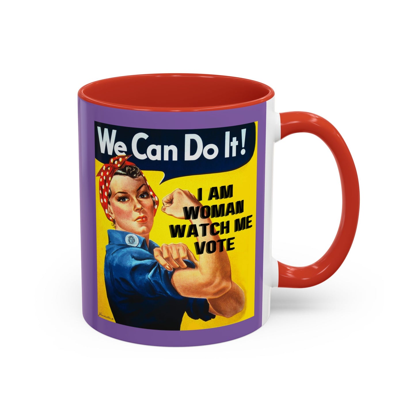I Am Woman Watch Me Vote Rosie Light Purple Accent Mug by cypherpunkgear.com