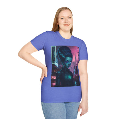 Neon Bride of Frankenstein Light colors Unisex T-Shirt by CreepyCrafts.boo