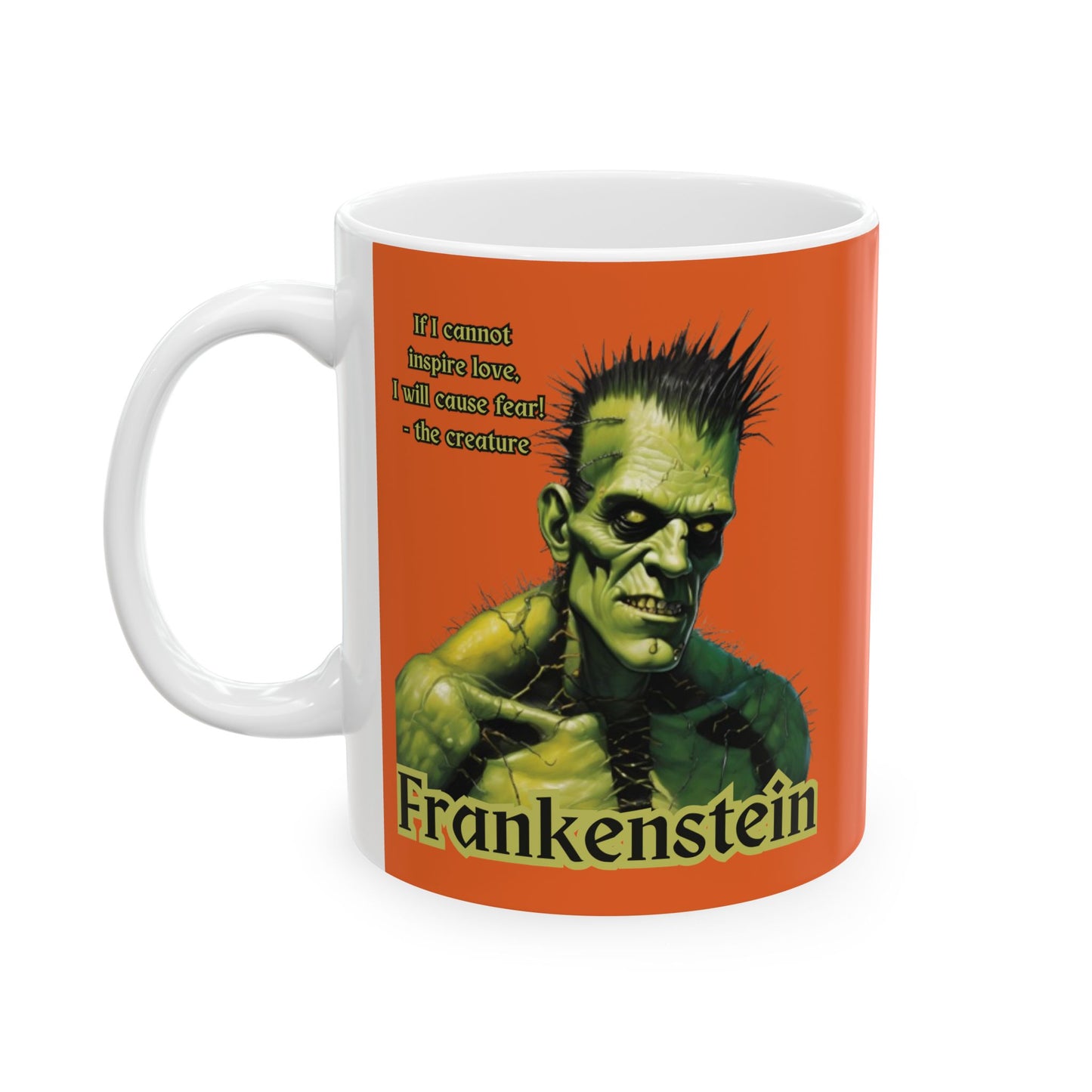 Frankenstein's Creature Orange Mug by CreepyCrafts.boo