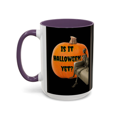 Is it Halloween yet? Skeleton's Giant Pumpkin Black Accent Mug by CreepyCrafts.boo