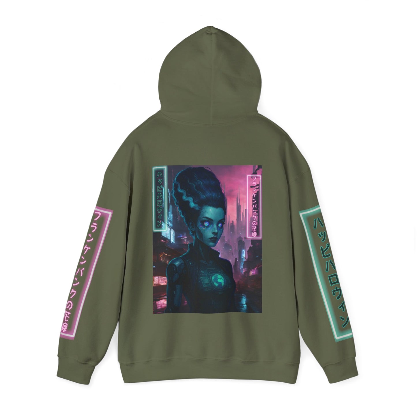 Neon Bride of Frankenstein Hoodie Unisex Hooded Sweatshirt by CreepyCrafts.boo