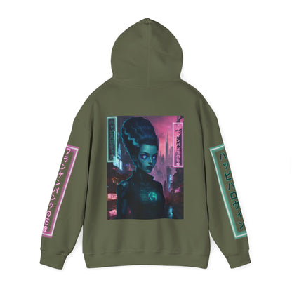 Neon Bride of Frankenstein Hoodie Unisex Hooded Sweatshirt by CreepyCrafts.boo