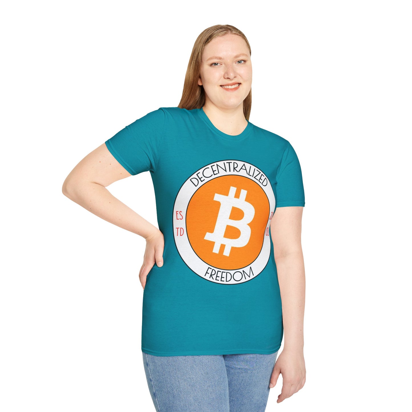 Bitcoin Decentralized Freedom DKcolors Unisex T-Shirt by cypherpunkgear.com