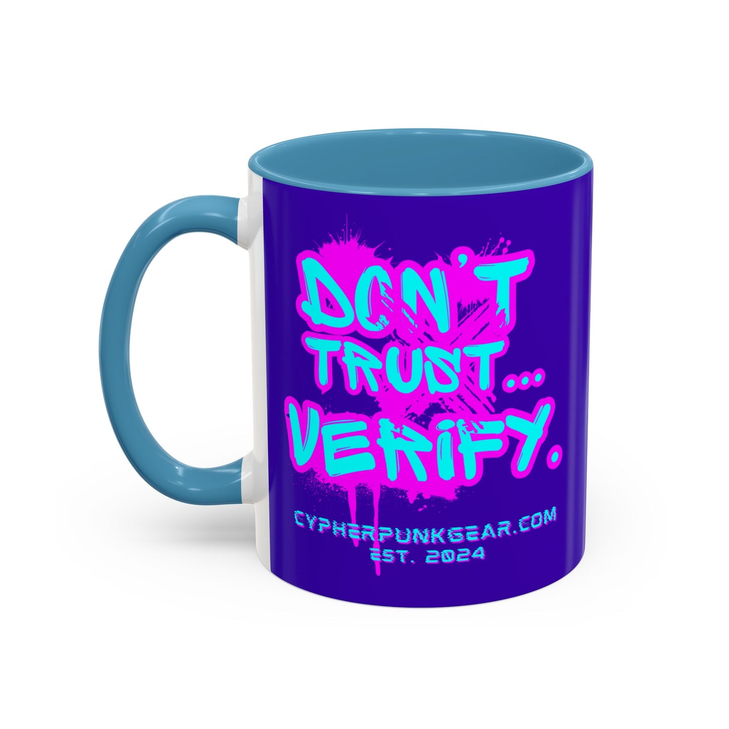 Don't Trust...Verify. Dark Purple Accent Mug by cypherpunkgear.com