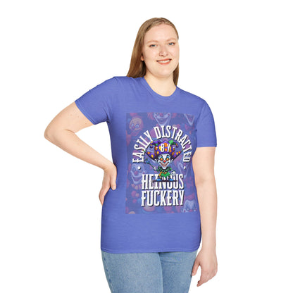 Easily Distracted by Heinous Fuckery Little Jincs LTcolors Unisex T-Shirt by cypherpunkgear.com