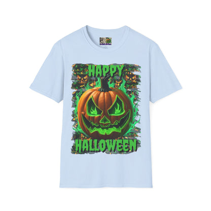 Happy Halloween Green Jack Light colors Unisex T-Shirt by CreepyCrafts.boo
