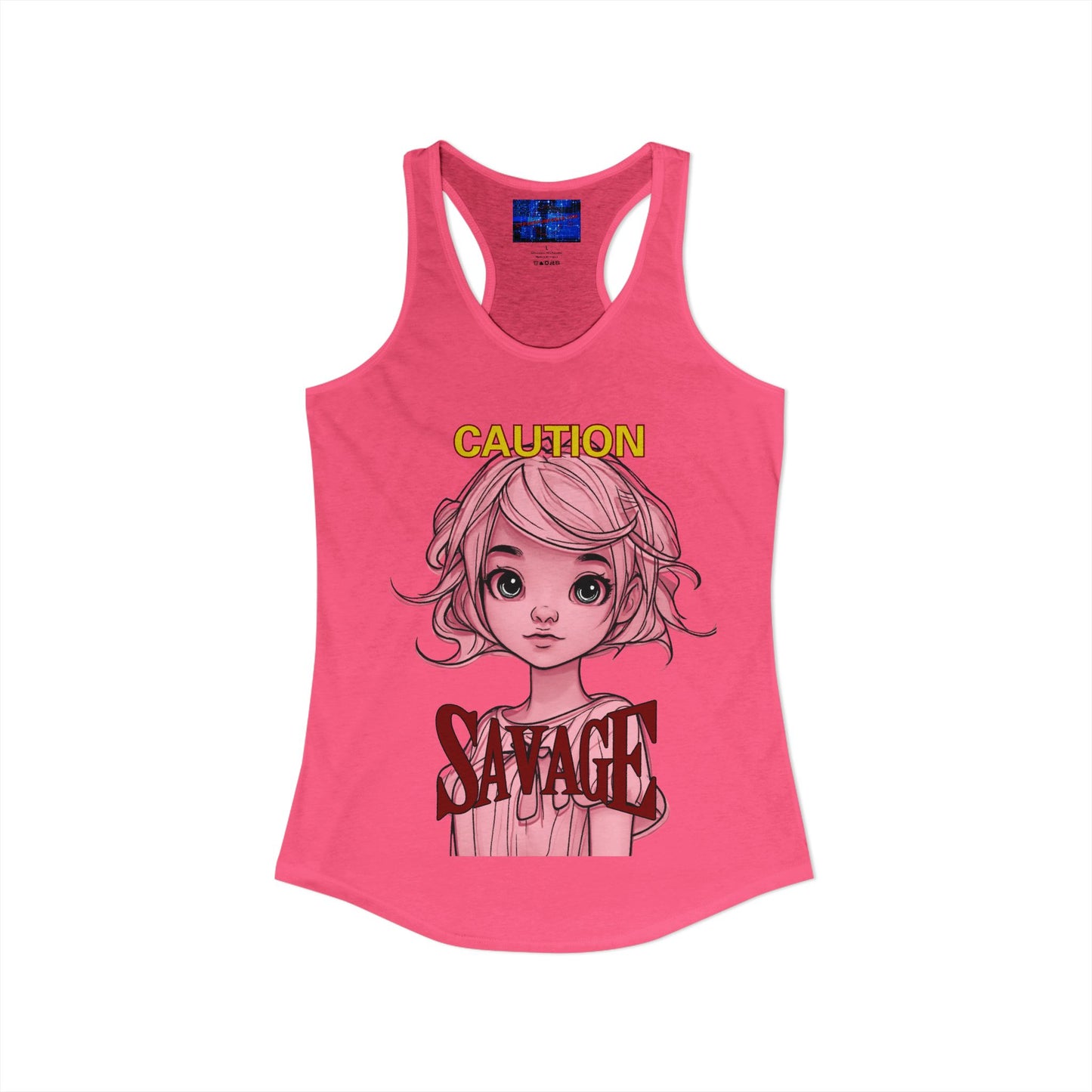 Caution, Savage Women's Racerback Tank Top by cypherpunkgear.com