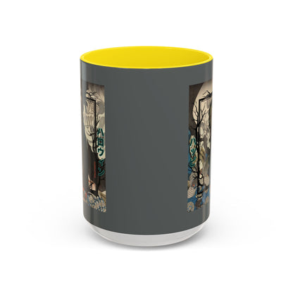 Yōkai Happy Halloween Grey Accent Mug by CreepyCrafts.boo