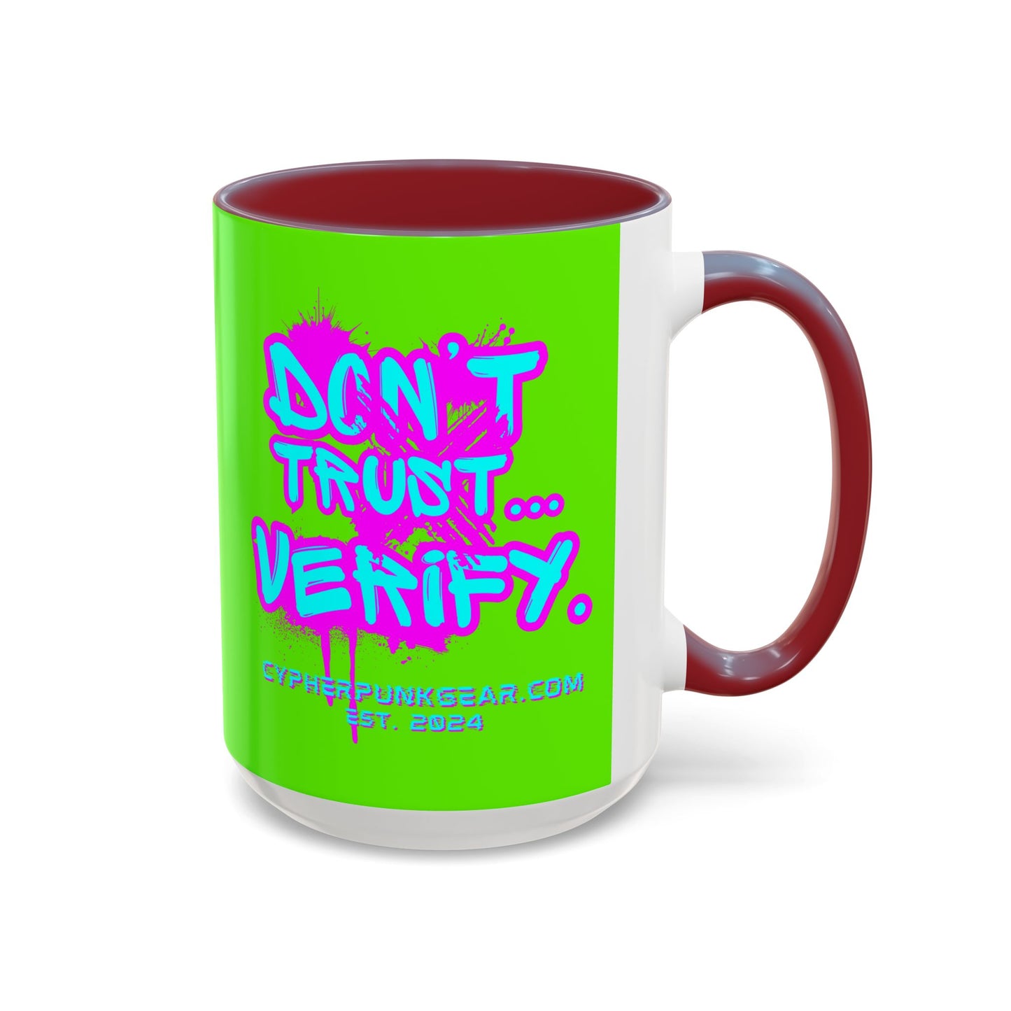 Don't Trust...Verify. Green Accent Mug by cypherpunkgear.com