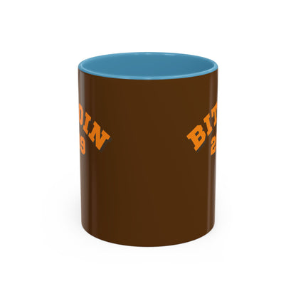 Bitcoin 2009 Brown Accent Mug by cypherpunkgear.com