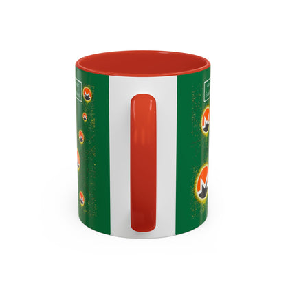 Monero (XMR) don't assume your freedoms are assured Green Accent Mug by cypherpunkgear.com