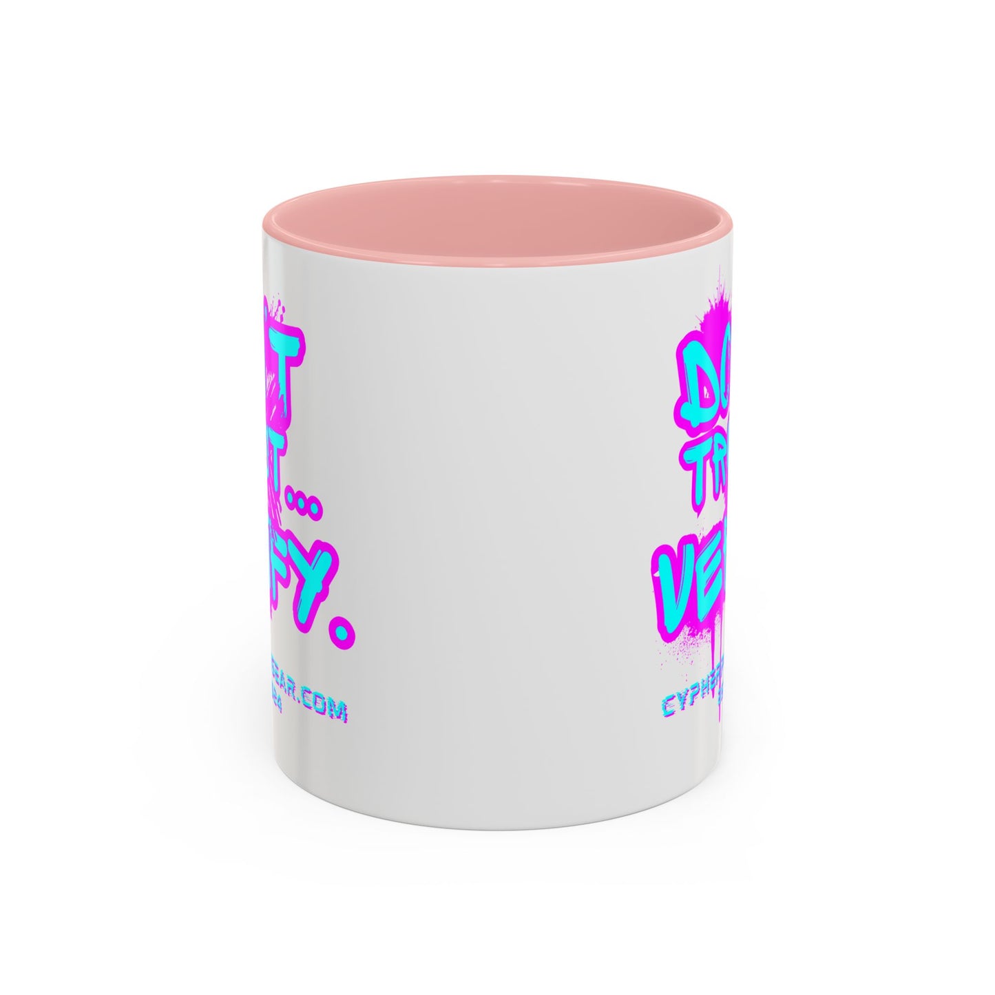 Don't Trust...Verify. White Accent Mug by cypherpunkgear.com