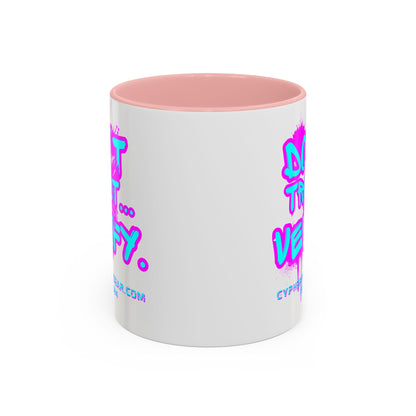 Don't Trust...Verify. White Accent Mug by cypherpunkgear.com