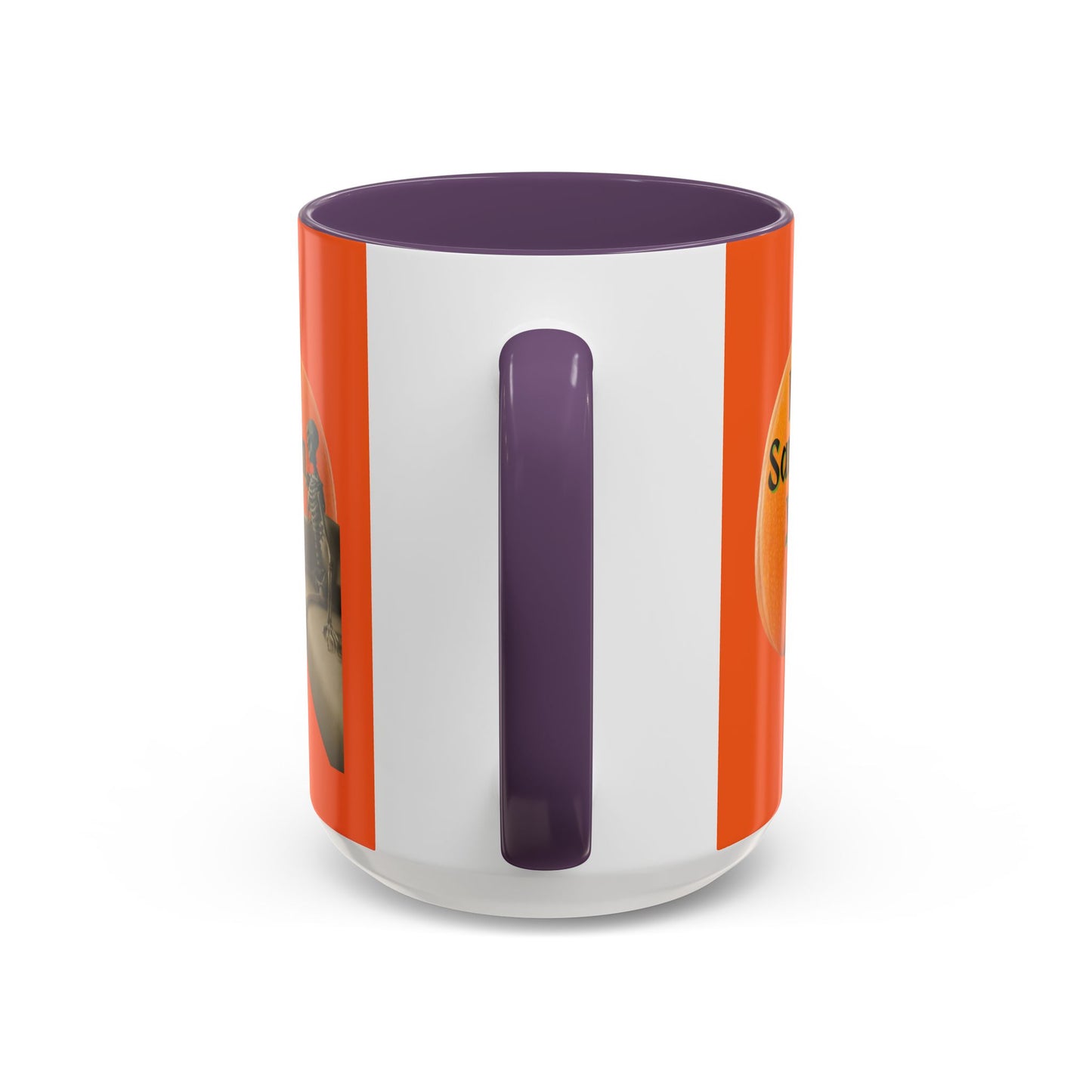 Is It Samhain Yet? Skeleton's Giant Pumpkin Orange Accent Mug by CreepyCrafts.boo