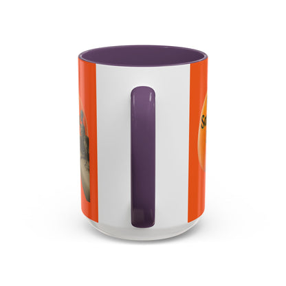 Is It Samhain Yet? Skeleton's Giant Pumpkin Orange Accent Mug by CreepyCrafts.boo