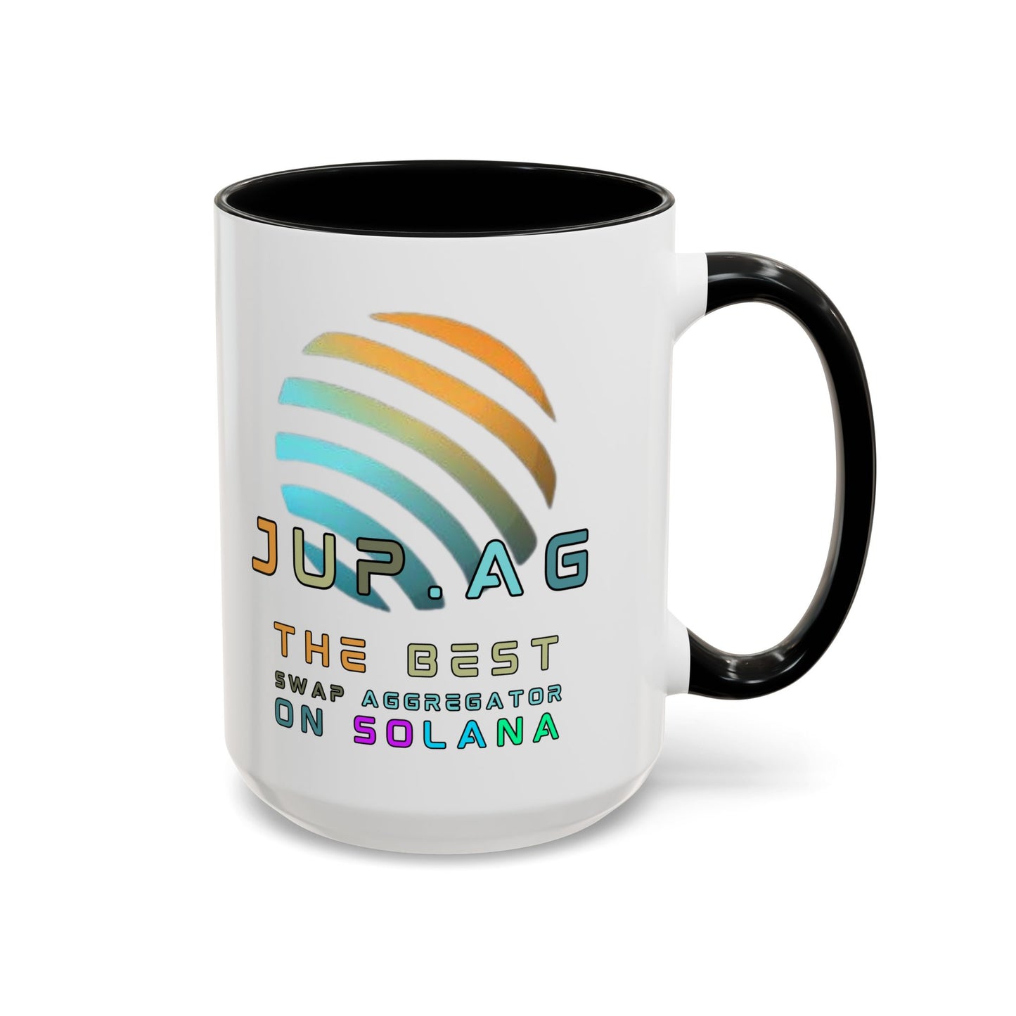 Jupiter (JUP) the best aggregator on Solana White Accent Mug by cypherpunkgear.com