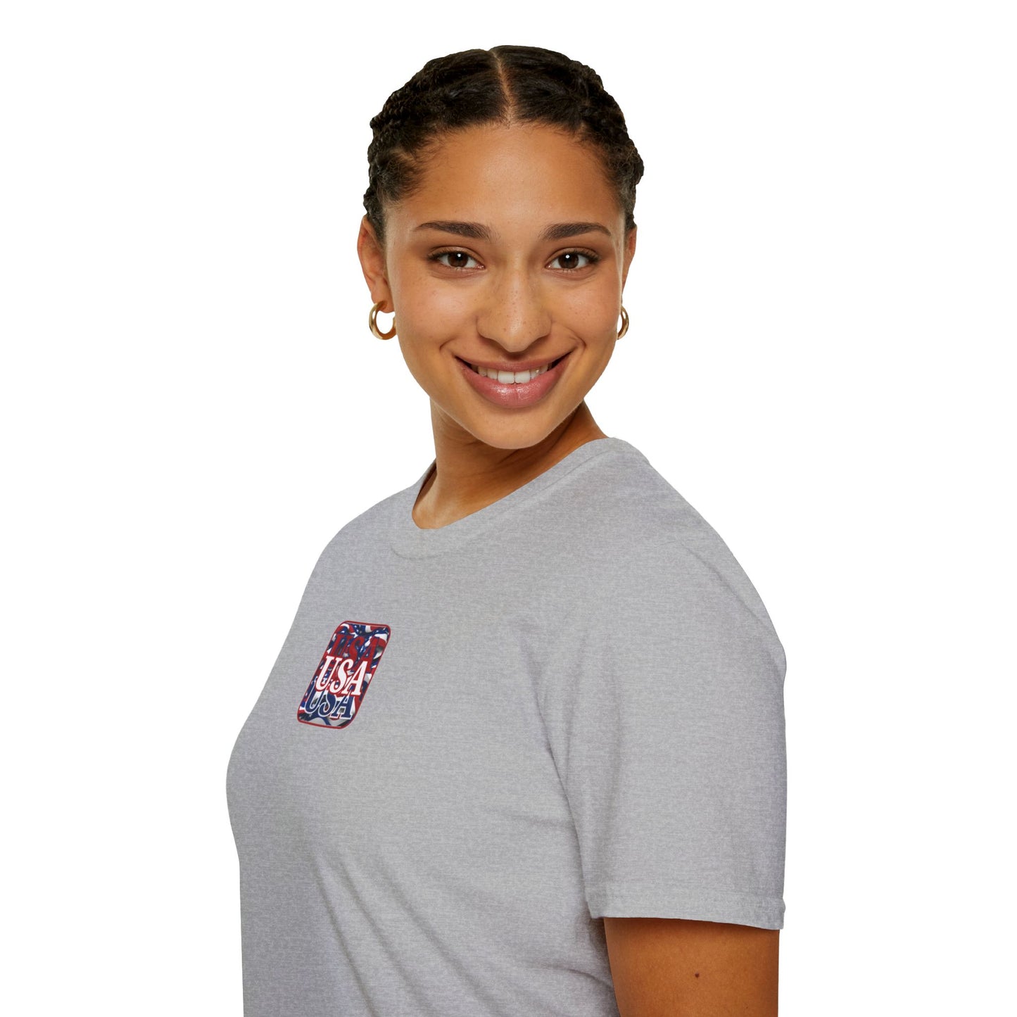 2-sided Red WHITE and Blue USA Patriot Light colors Unisex T-Shirt by cypherpunkgear.com