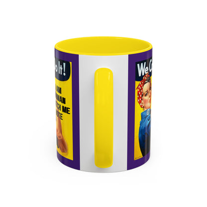 I Am Woman Watch Me Vote Rosie Dark Purple Accent Mug by cypherpunkgear.com