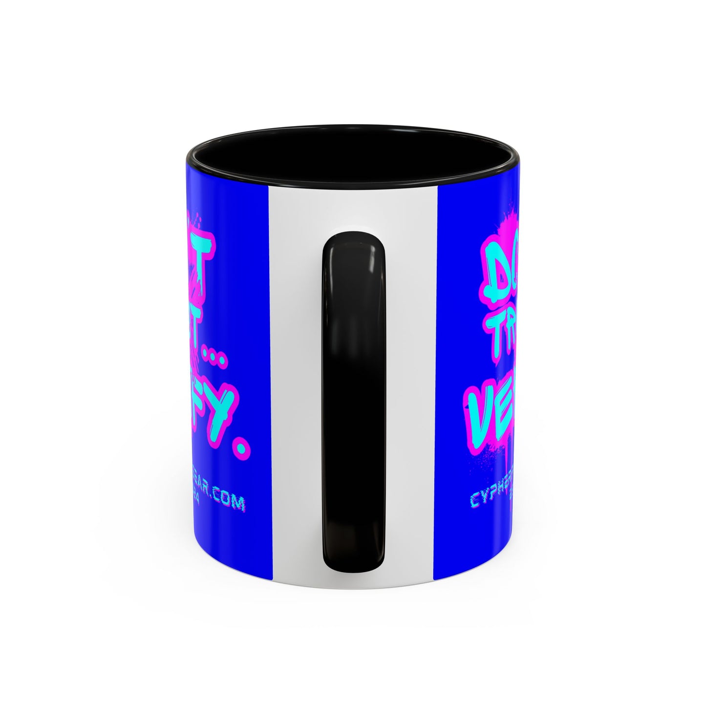 Don't Trust...Verify. Dark Blue Accent Mug by cypherpunkgear.com