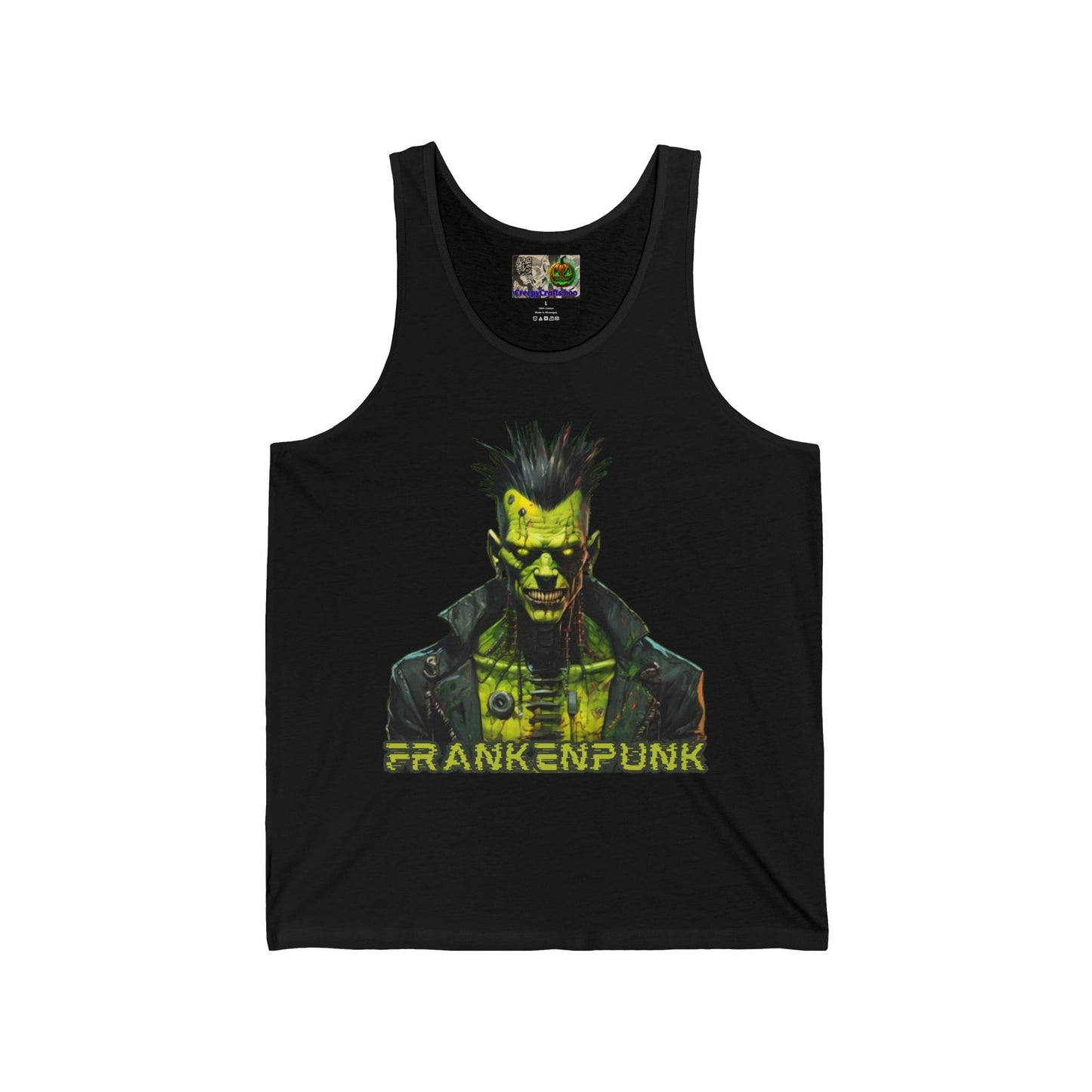 Frankenpunk Unisex Jersey Tank Top by CreepyCrafts.boo