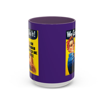 I Am Woman Watch Me Vote Rosie Purple Accent Mug by cypherpunkgear.com