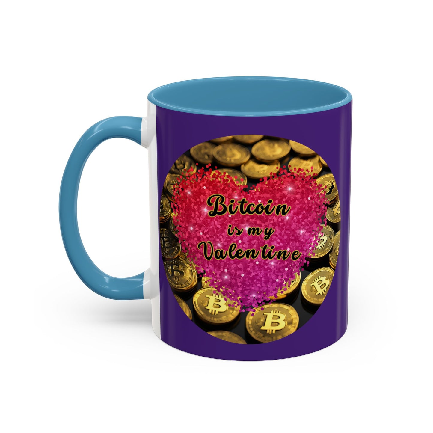 Bitcoin is My Valentine Purple Accent Mug by cypherpunkgear.com