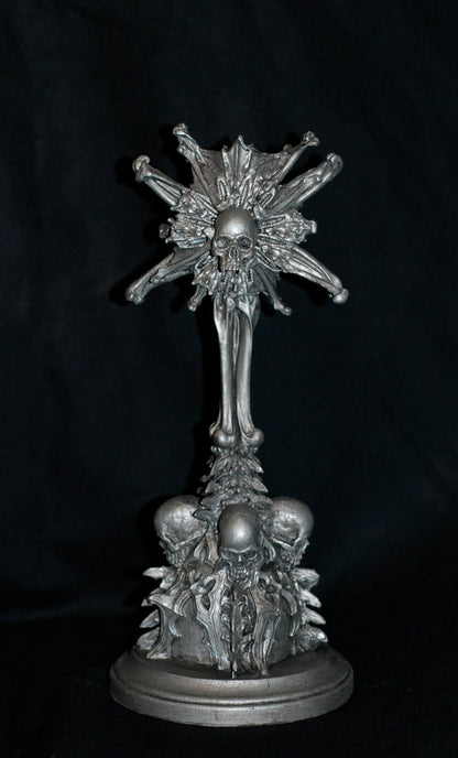 Requiem Monstrance Candlestick Holder, Hand Sculpted Resin | Spooky Gothic Skull and Bones Candle Holder for Halloween Gift and Gothic Decor