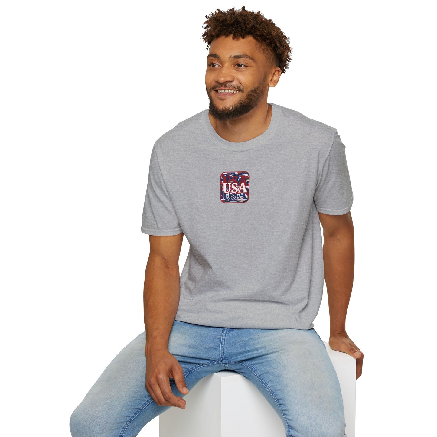 2-sided Red WHITE and Blue USA Patriot Light colors Unisex T-Shirt by cypherpunkgear.com