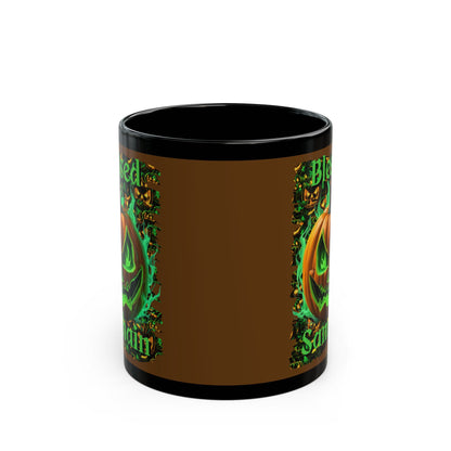 Blessed Samhain Green Jack Brown Mug by CreepyCrafts.boo